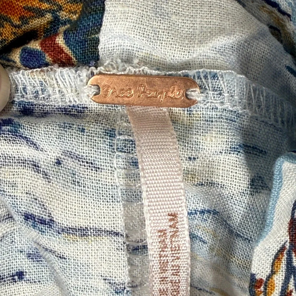 Free People Tropical Flamingo Hawaiian Print Maxi Dress White Blue‎ Size 6